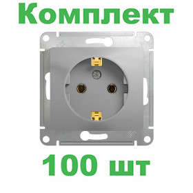 Glossa РОЗЕТКА с заземлением, 16А, механизм, АЛЮМИНИЙ, GSL000343, Systeme Electric, комплект из 100 штук Glossa РОЗЕТКА с заземлением, 16А, механизм, АЛЮМИНИЙ, GSL000343, Systeme Electric, комплект из 100 штук