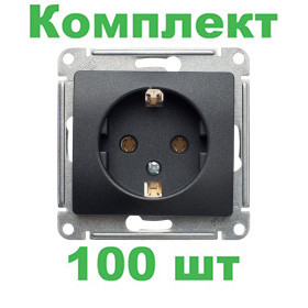 Glossa РОЗЕТКА с заземлением, 16А, механизм, АНТРАЦИТ, GSL000743, Systeme Electric, комплект из 100 штук Glossa РОЗЕТКА с заземлением, 16А, механизм, АНТРАЦИТ, GSL000743, Systeme Electric, комплект из 100 штук
