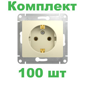 Glossa РОЗЕТКА с заземлением, 16А, механизм, БЕЖЕВЫЙ, GSL000243, Systeme Electric, комплект из 100 штук Glossa РОЗЕТКА с заземлением, 16А, механизм, БЕЖЕВЫЙ, GSL000243, Systeme Electric, комплект из 100 штук