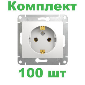Glossa РОЗЕТКА с заземлением, 16А, механизм, БЕЛЫЙ, GSL000143, Systeme Electric, комплект из 100 штук Glossa РОЗЕТКА с заземлением, 16А, механизм, БЕЛЫЙ, GSL000143, Systeme Electric, комплект из 100 штук