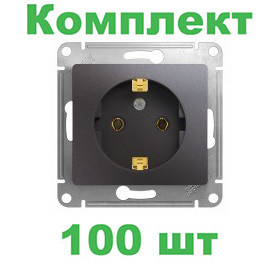 Glossa РОЗЕТКА с заземлением,16А, 250В, механизм, ГРАФИТ, GSL001343, Systeme Electric, комплект из 100 штук Glossa РОЗЕТКА с заземлением,16А, 250В, механизм, ГРАФИТ, GSL001343, Systeme Electric, комплект из 100 штук