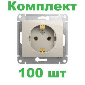 Glossa РОЗЕТКА с заземлением,16А, 250В, механизм, МОЛОЧНЫЙ, GSL000943, Systeme Electric, комплект из 100 штук Glossa РОЗЕТКА с заземлением,16А, 250В, механизм, МОЛОЧНЫЙ, GSL000943, Systeme Electric, комплект из 100 штук