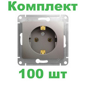 Glossa РОЗЕТКА с заземлением,16А, 250В, механизм, ПЛАТИНА, GSL001243, Systeme Electric, комплект из 100 штук Glossa РОЗЕТКА с заземлением,16А, 250В, механизм, ПЛАТИНА, GSL001243, Systeme Electric, комплект из 100 штук