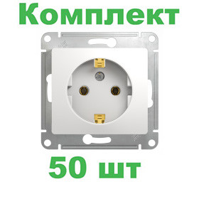 Glossa РОЗЕТКА с заземлением, 16А, механизм, БЕЛЫЙ, GSL000143, Systeme Electric, комплект из 50 штук Glossa РОЗЕТКА с заземлением, 16А, механизм, БЕЛЫЙ, GSL000143, Systeme Electric, комплект из 50 штук