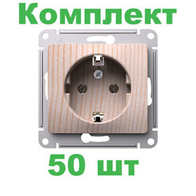 Glossa РОЗЕТКА с заземлением, 16А, механизм, СОСНА, GSL001543, Systeme Electric, комплект из 50 штук Glossa РОЗЕТКА с заземлением, 16А, механизм, СОСНА, GSL001543, Systeme Electric, комплект из 50 штук
