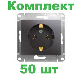 Glossa РОЗЕТКА с заземлением,16А, 250В, механизм, ГРАФИТ, GSL001343, Systeme Electric, комплект из 50 штук Glossa РОЗЕТКА с заземлением,16А, 250В, механизм, ГРАФИТ, GSL001343, Systeme Electric, комплект из 50 штук