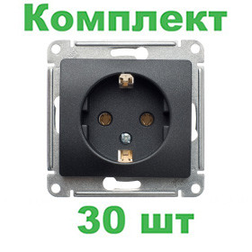 Glossa РОЗЕТКА с заземлением, 16А, механизм, АНТРАЦИТ, GSL000743, Systeme Electric, комплект из 30 штук Glossa РОЗЕТКА с заземлением, 16А, механизм, АНТРАЦИТ, GSL000743, Systeme Electric, комплект из 30 штук