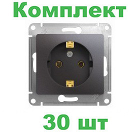 Glossa РОЗЕТКА с заземлением,16А, 250В, механизм, ГРАФИТ, GSL001343, Systeme Electric, комплект из 30 штук Glossa РОЗЕТКА с заземлением,16А, 250В, механизм, ГРАФИТ, GSL001343, Systeme Electric, комплект из 30 штук