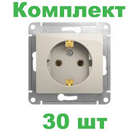 Glossa РОЗЕТКА с заземлением,16А, 250В, механизм, МОЛОЧНЫЙ, GSL000943, Systeme Electric, комплект из 30 штук Glossa РОЗЕТКА с заземлением,16А, 250В, механизм, МОЛОЧНЫЙ, GSL000943, Systeme Electric, комплект из 30 штук